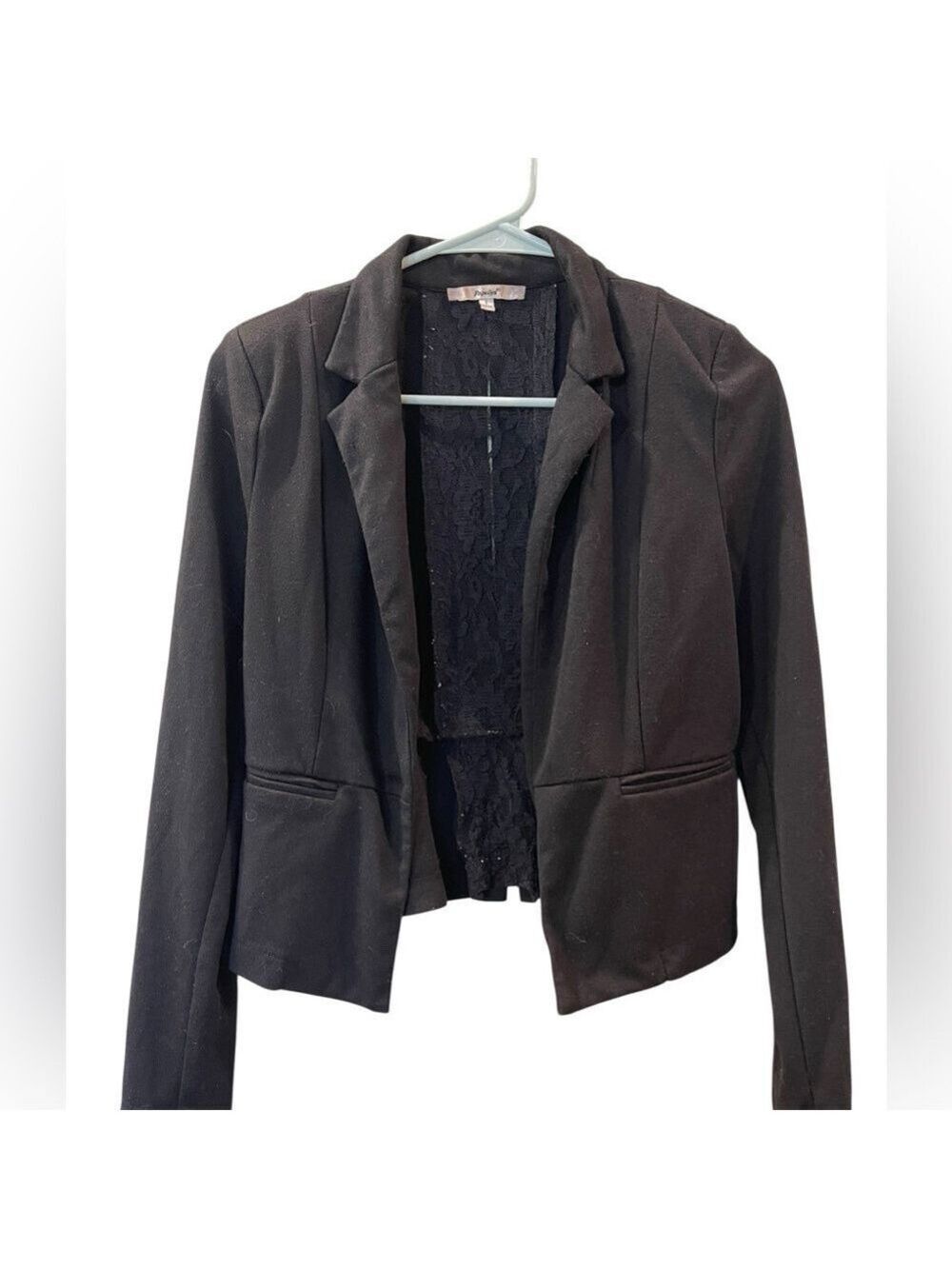 Papaya Women's Black Classic Minimalist Blazer With Lace Size: Small